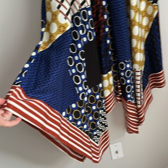 Anthropologie Maeve Contrast Midi Shirt Dress Patchwork Boho Short Sleeve Size S - Picture 9 of 11